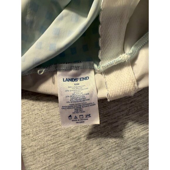 Lands End One Piece Swimsuit Bathing Suit Womens Plus Size 18W Tank Blue Floral - Picture 5 of 5